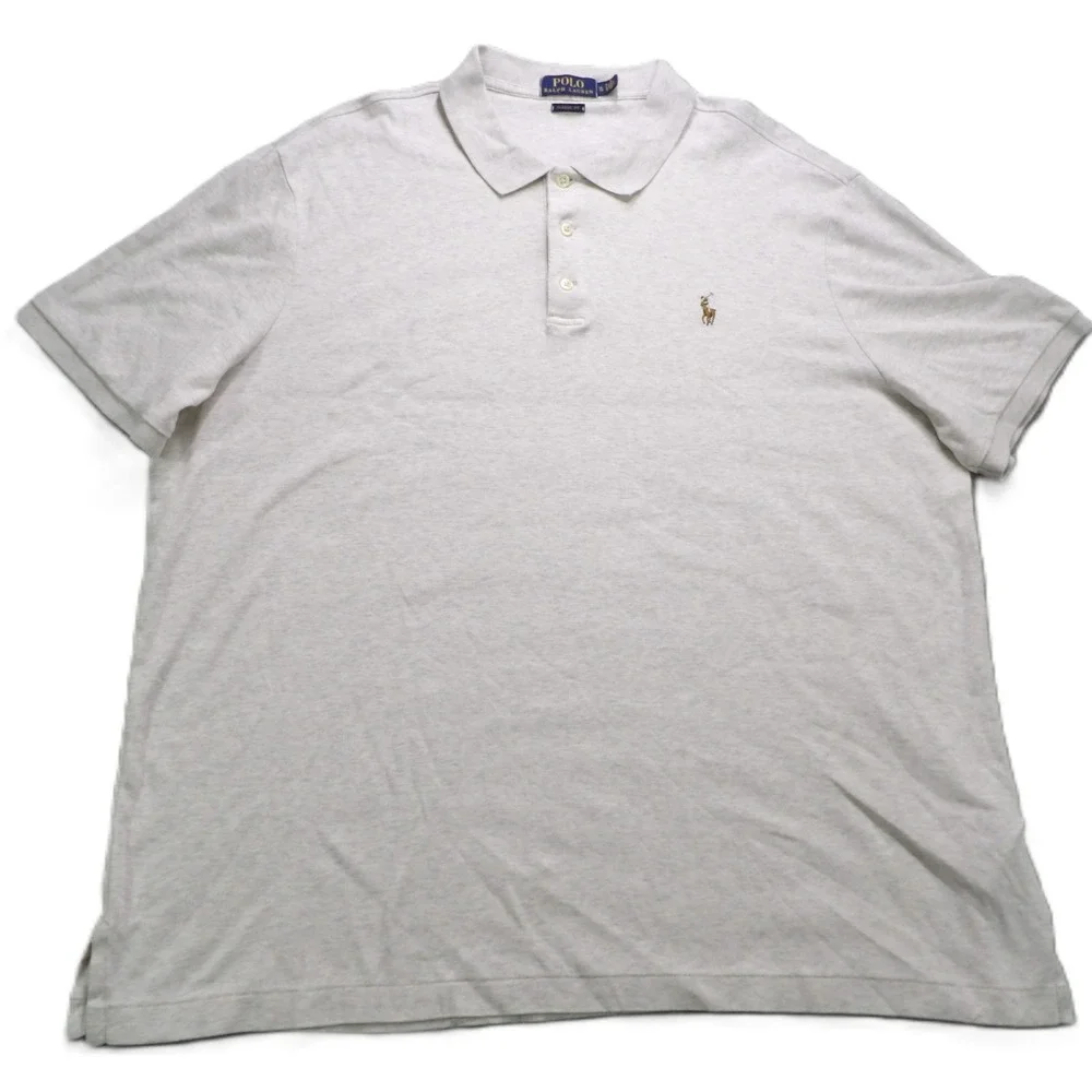 Polo Ralph Lauren Shirt Men XL Classic Fit Gray Cotton Short Sleeves Flesh Pony